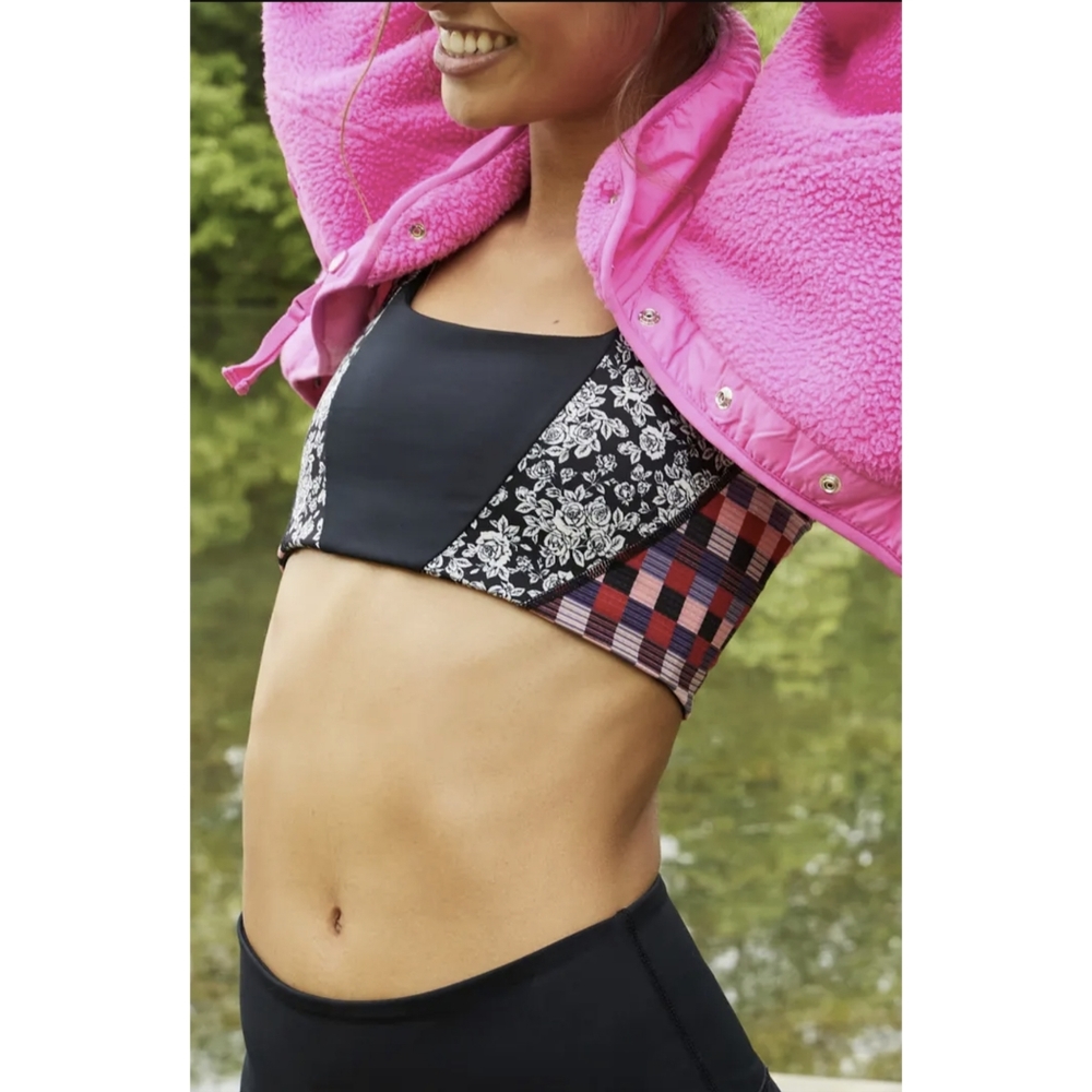 FREE PEOPLE MOVEMENT ActiveWear Sports Bra Dare Devil Strappy Back Multi Print - Picture 4 of 13
